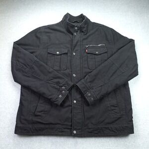 Levi's Jacket Mens XL Black Field Military Utility Quilted Lined Coat